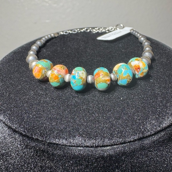 Turquoise and Spiny Beaded Bracelet - Picture 1 of 9